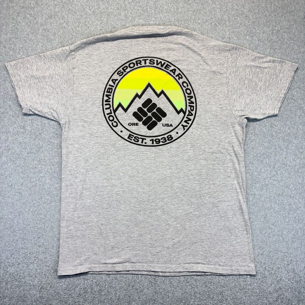 Columbia Logo Graphic T-Shirt Men’s L Gray Short Sleeve Outdoor